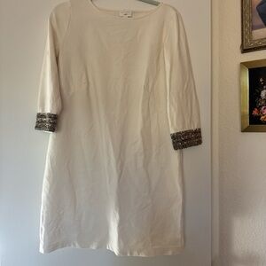 Christian Siriano Cream Dress with Beaded Sleeves